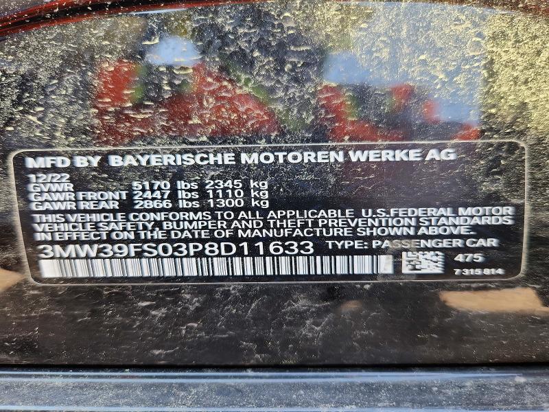 Aukcja sprzedaży 2023 Bmw 330xe, vin: 3MW39FS03P8D11633, numer aukcji: 50583326