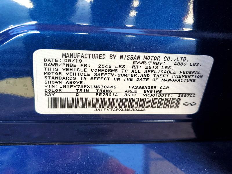 2020 Infiniti Q50 მანქანა იყიდება აუქციონზე, vin: JN1FV7APXLM630446, აუქციონის ნომერი: 48821986