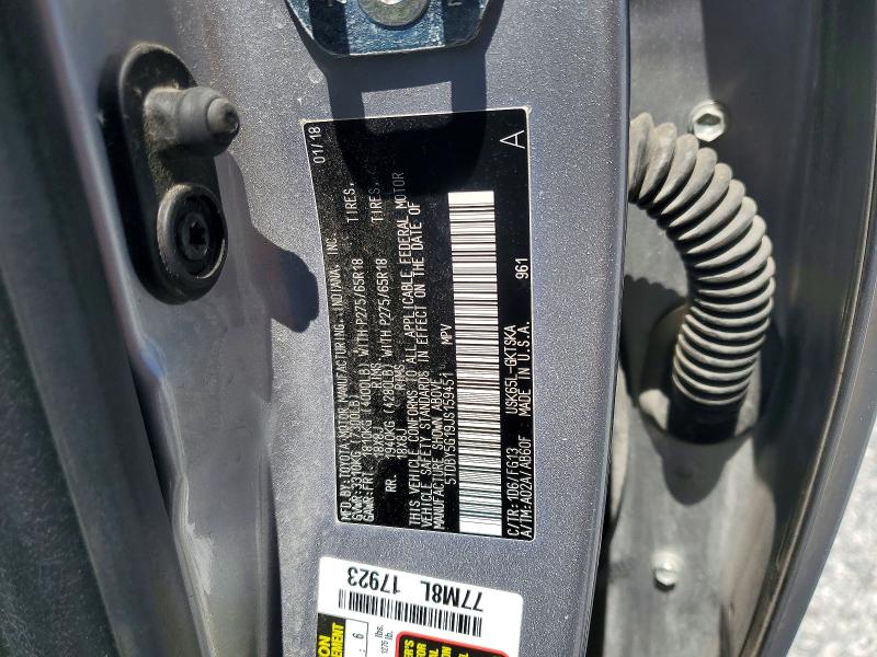 48990696 :رقم المزاد ، 5TDBY5G19JS159451 vin ، 2018 Toyota Sequoia مزاد بيع