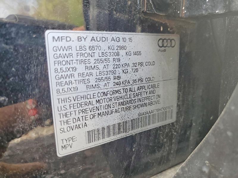 50298696 :رقم المزاد ، WA1AAAF76HD001521 vin ، 2017 Audi Q7 مزاد بيع