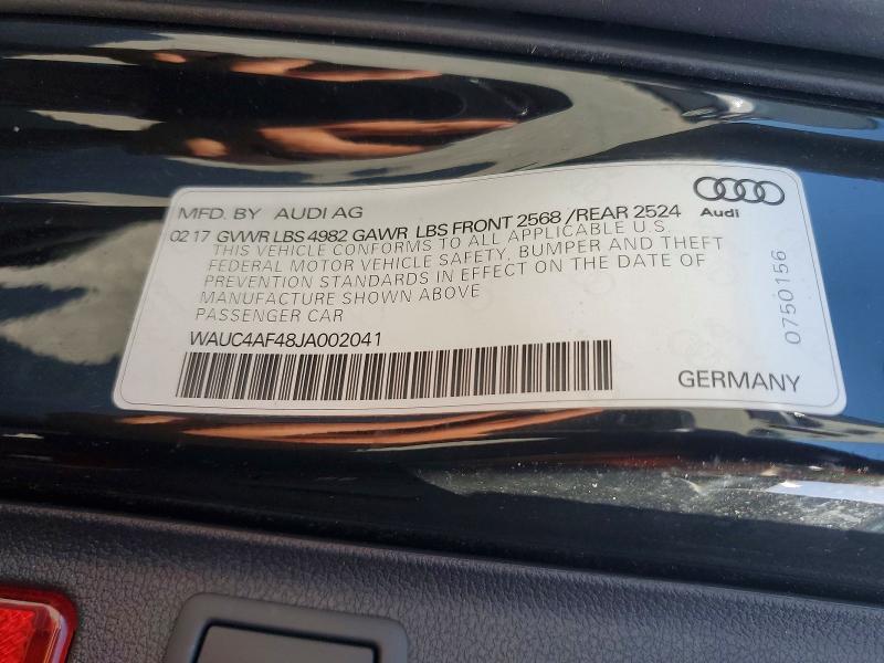 Продажа на аукционе авто 2018 Audi S4, vin: WAUC4AF48JA002041, номер лота: 50346346