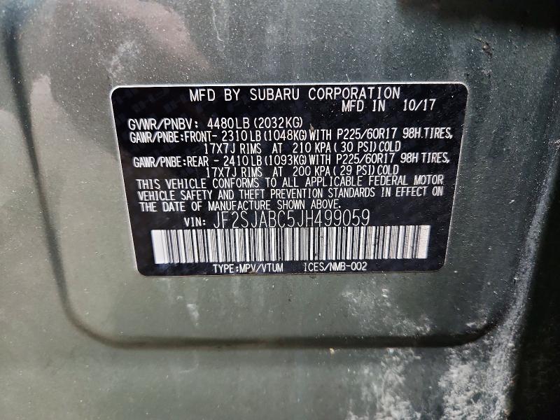 Aukcja sprzedaży 2018 Subaru Forester, vin: JF2SJABC5JH499059, numer aukcji: 51288846