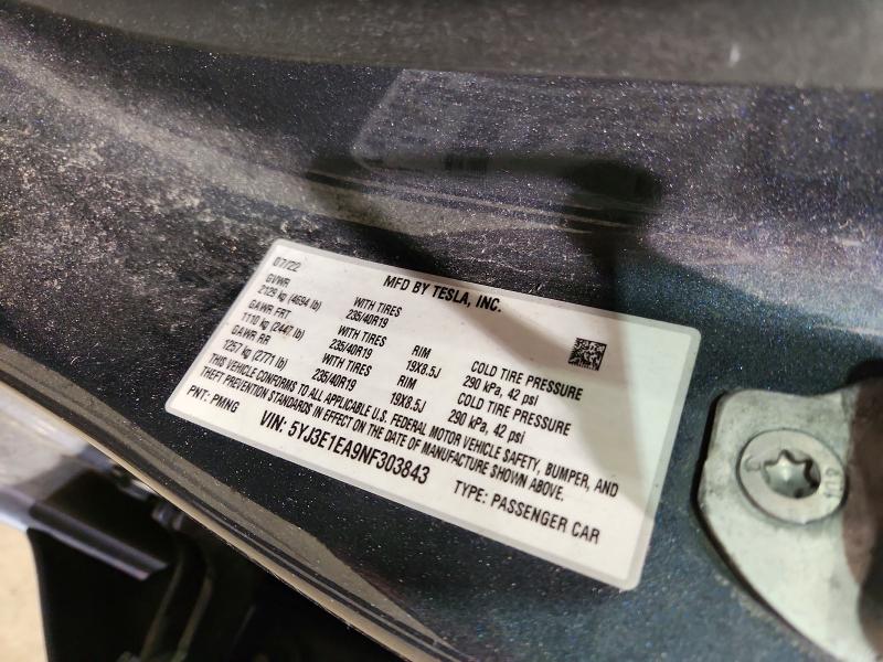 Продажа на аукционе авто 2022 Tesla Model 3, vin: 5YJ3E1EA9NF303843, номер лота: 49508046