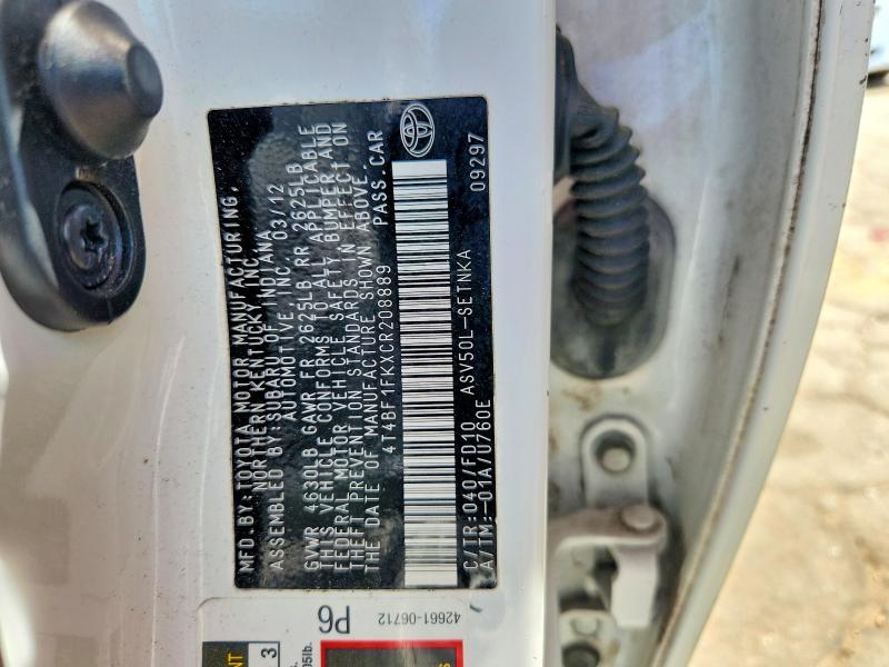 Продажа на аукционе авто 2012 Toyota Camry, vin: 4T4BF1FKXCR208889, номер лота: 49467156