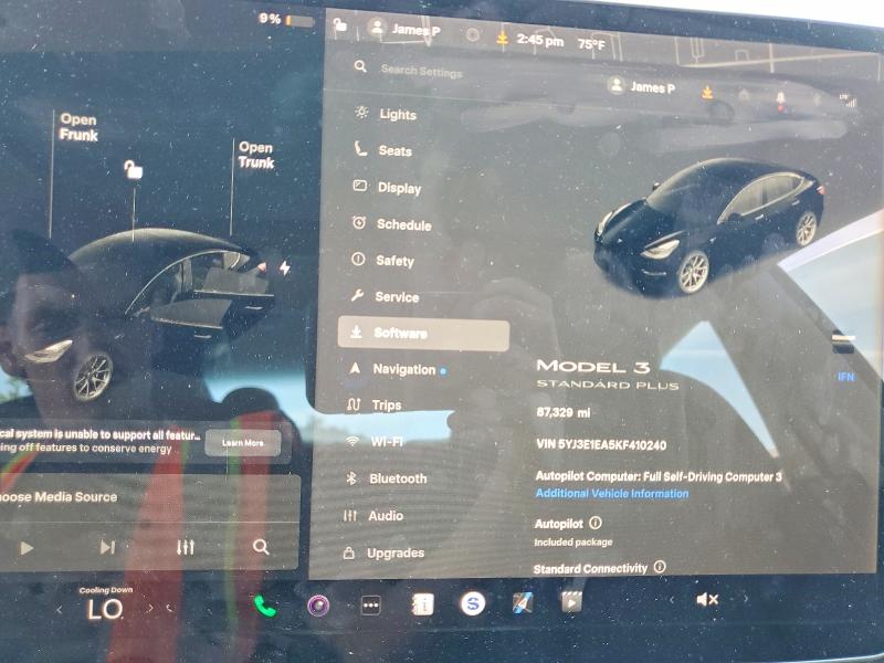 2019 Tesla Model 3 მანქანა იყიდება აუქციონზე, vin: 5YJ3E1EA5KF410240, აუქციონის ნომერი: 48312456