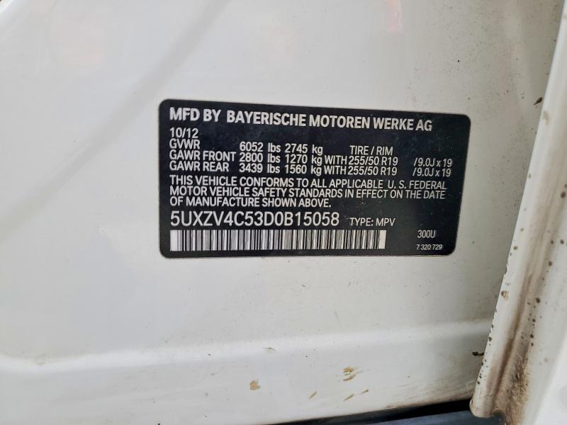 49928226 :رقم المزاد ، 5UXZV4C53D0B15058 vin ، 2013 Bmw X5 مزاد بيع