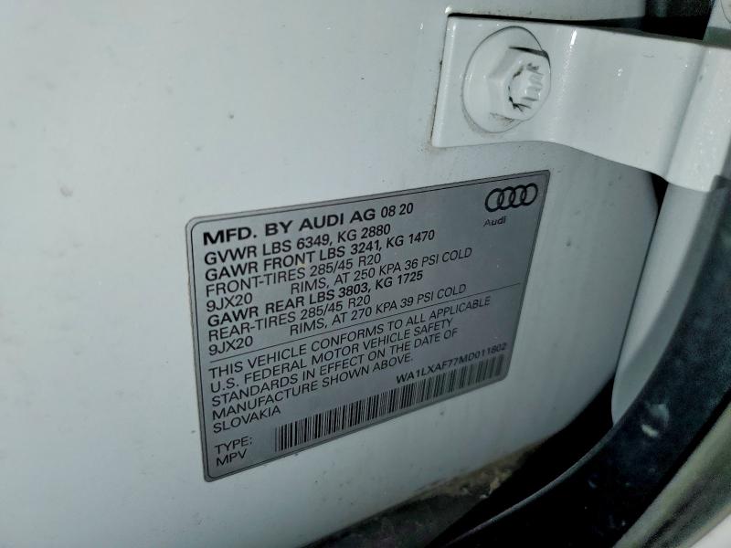 Продаж на аукціоні авто 2021 Audi Q7, vin: WA1LXAF77MD011802, номер лоту: 50484826