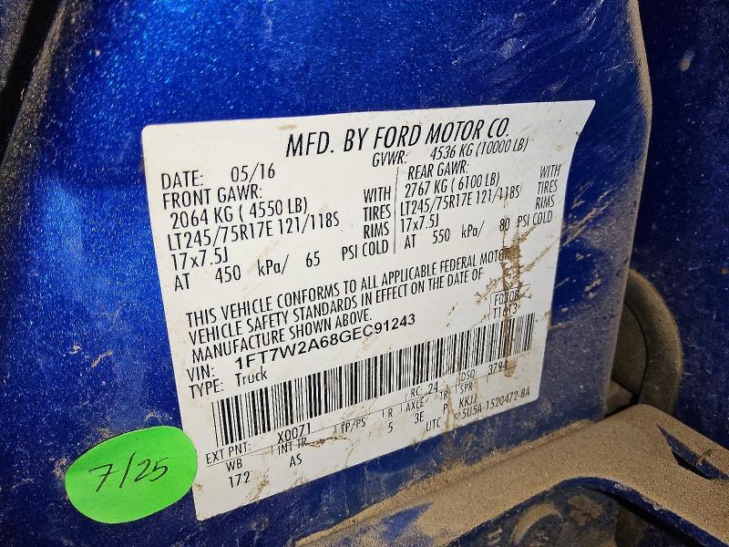 Продажа на аукционе авто 2016 Ford F250, vin: 1FT7W2A68GEC91243, номер лота: 48822326