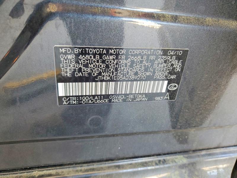 Aukcja sprzedaży 2010 Lexus Es 350, vin: JTHBK1EG5A2389270, numer aukcji: 48650836