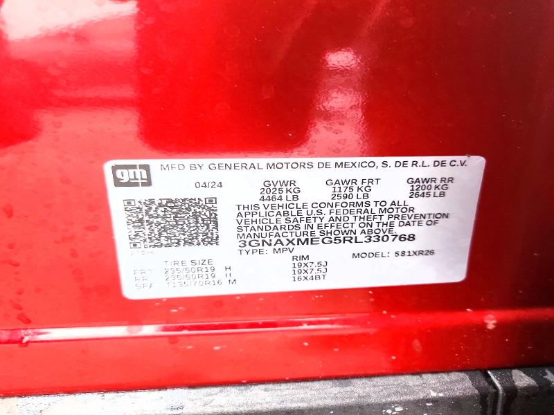Aukcja sprzedaży 2024 Chevrolet Equinox, vin: 3GNAXMEG5RL330768, numer aukcji: 49093776