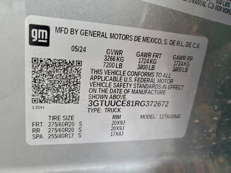 Auction sale of the 2024 Gmc Sierra, vin: 3GTUUCE81RG372672, lot number: 51656996