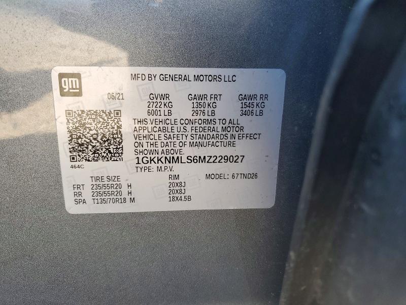 2021 Gmc Acadia მანქანა იყიდება აუქციონზე, vin: 1GKKNMLS6MZ229027, აუქციონის ნომერი: 51483146