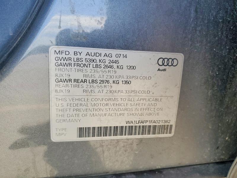 49016866 :رقم المزاد ، WA1LFAFP1FA021362 vin ، 2015 Audi Q5 مزاد بيع