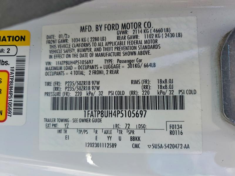 Aukcja sprzedaży 2023 Ford Mustang, vin: 1FATP8UH4P5105697, numer aukcji: 51104376