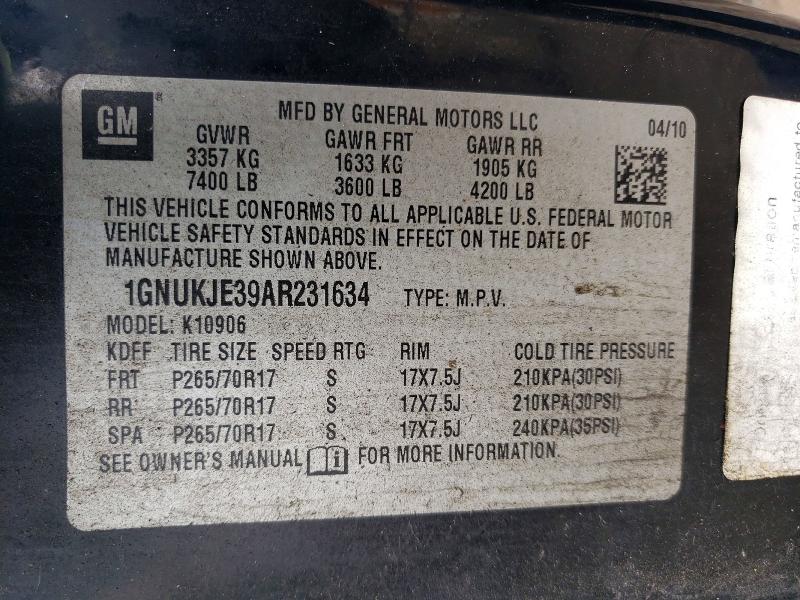 Продаж на аукціоні авто 2010 Chevrolet Suburban, vin: 1GNUKJE39AR231634, номер лоту: 50146316
