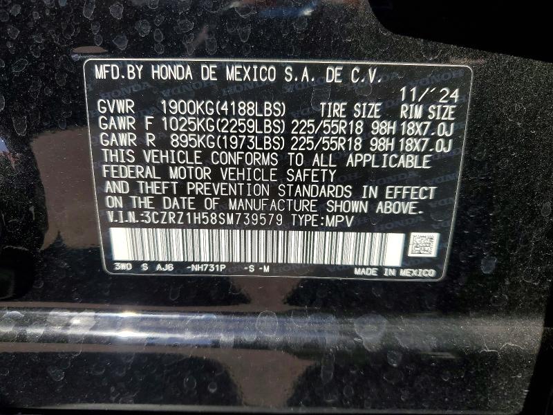 Продажа на аукционе авто 2025 Honda Hr-v, vin: 3CZRZ1H58SM739579, номер лота: 50027986