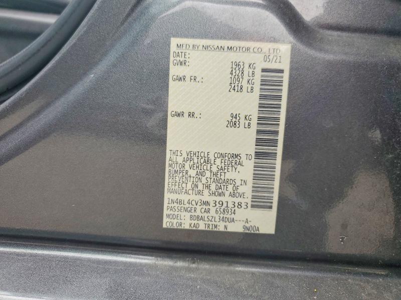 2021 Nissan Altima მანქანა იყიდება აუქციონზე, vin: 1N4BL4CV3MN391383, აუქციონის ნომერი: 47250766