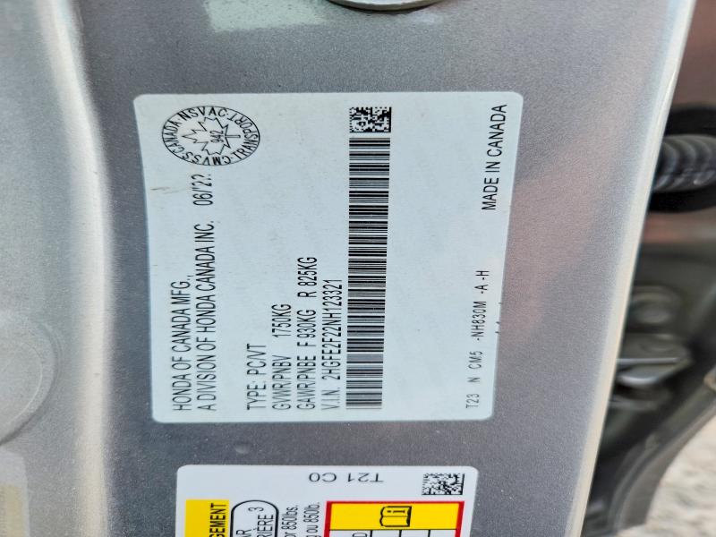 Продаж на аукціоні авто 2022 Honda Civic, vin: 2HGFE2F22NH123321, номер лоту: 49427596