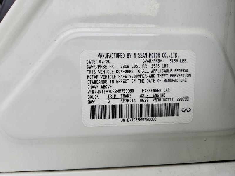 Продажа на аукционе авто 2021 Infiniti Q50, vin: JN1EV7CR8MM750080, номер лота: 50075986