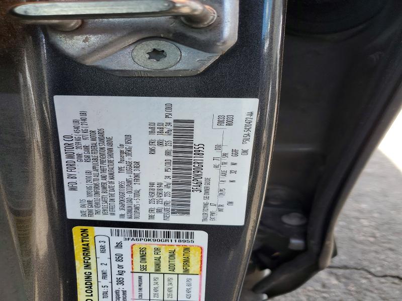 Продажа на аукционе авто 2016 Ford Fusion, vin: 3FA6P0K90GR118955, номер лота: 41628146