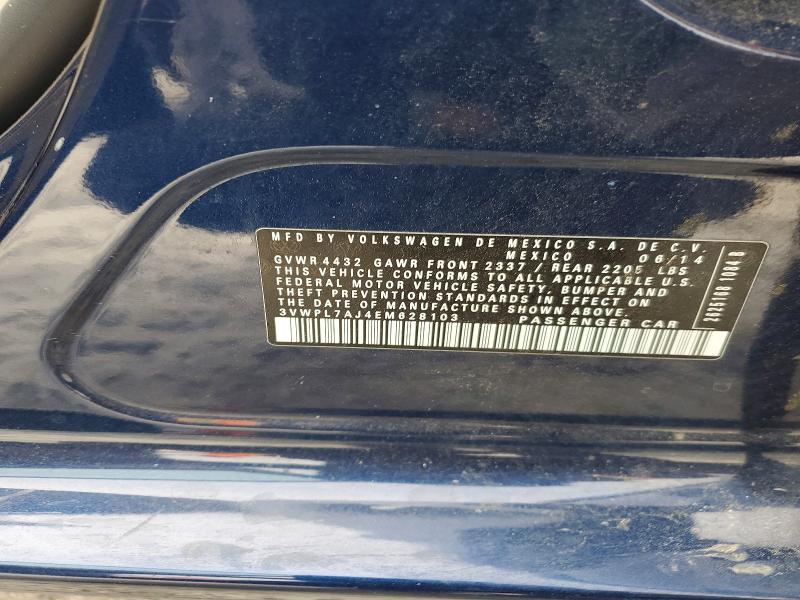 48198356 :رقم المزاد ، 3VWPL7AJ4EM628103 vin ، 2014 Volkswagen Jetta مزاد بيع