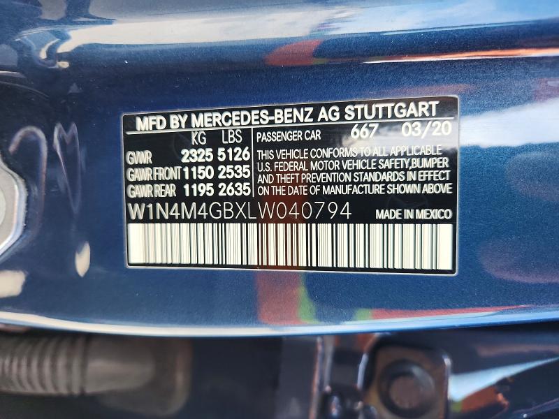 Aukcja sprzedaży 2020 Mercedes-benz Glb, vin: W1N4M4GBXLW040794, numer aukcji: 49476276