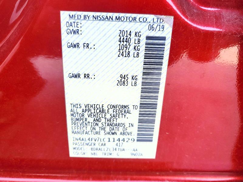 Продажа на аукционе авто 2020 Nissan Altima, vin: 1N4AL4FV7LC114429, номер лота: 48264576