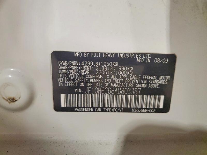 Продаж на аукціоні авто 2010 Subaru Impreza, vin: JF1GH6C68AG803387, номер лоту: 51817396