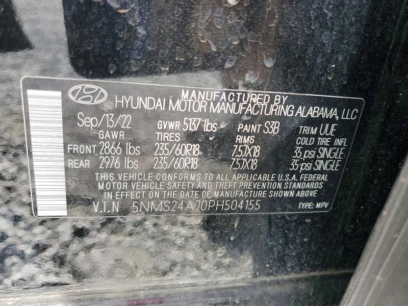 49636496 :رقم المزاد ، 5NMS24AJ0PH504155 vin ، 2023 Hyundai Santa Fe مزاد بيع