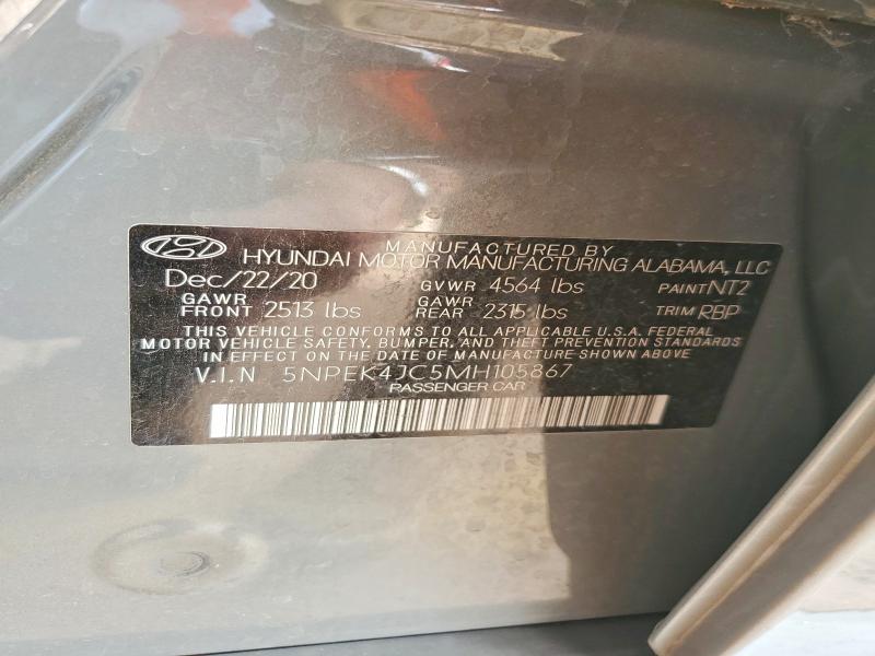 Aukcja sprzedaży 2021 Hyundai Sonata, vin: 5NPEK4JC5MH105867, numer aukcji: 51191036
