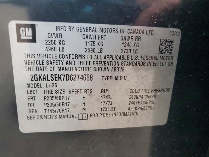 Продажа на аукционе авто 2013 Gmc Terrain, vin: 2GKALSEK7D6274668, номер лота: 50119836