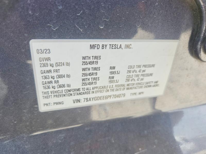 2023 Tesla Model Y მანქანა იყიდება აუქციონზე, vin: 7SAYGDEE6PF704079, აუქციონის ნომერი: 49383296
