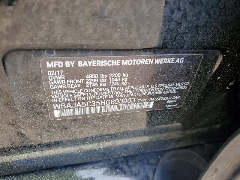 50708706 :رقم المزاد ، WBAJA5C35HG893903 vin ، 2017 Bmw 530 مزاد بيع