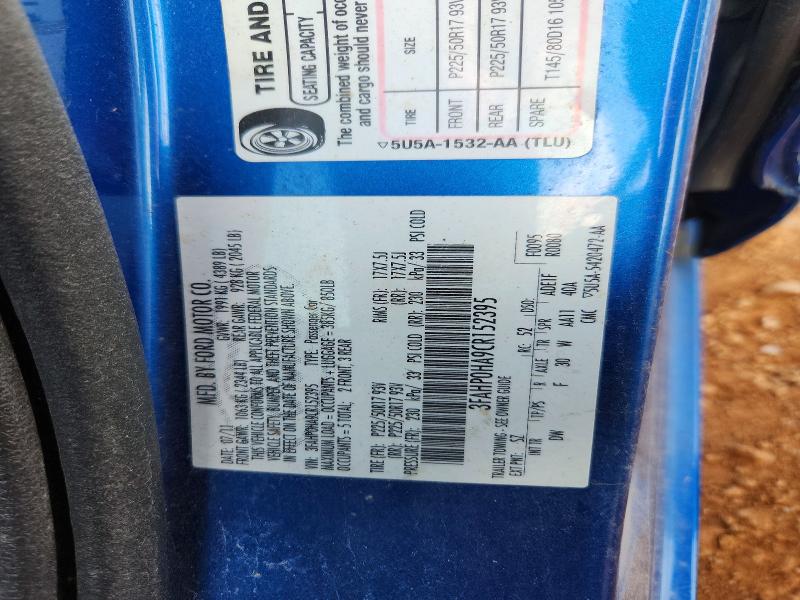 Продаж на аукціоні авто 2012 Ford Fusion, vin: 3FAHP0HA9CR152395, номер лоту: 51184536