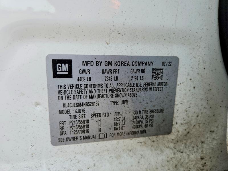 2022 Buick Encore მანქანა იყიდება აუქციონზე, vin: KL4CJESM4NB528167, აუქციონის ნომერი: 50645536