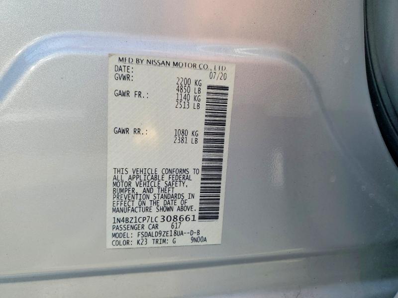 49223986 :رقم المزاد ، 1N4BZ1CP7LC308661 vin ، 2020 Nissan Leaf مزاد بيع