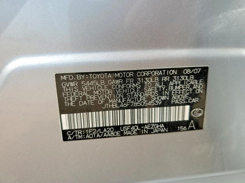 Aukcja sprzedaży 2008 Lexus Ls, vin: JTHBL46F785054539, numer aukcji: 49284746