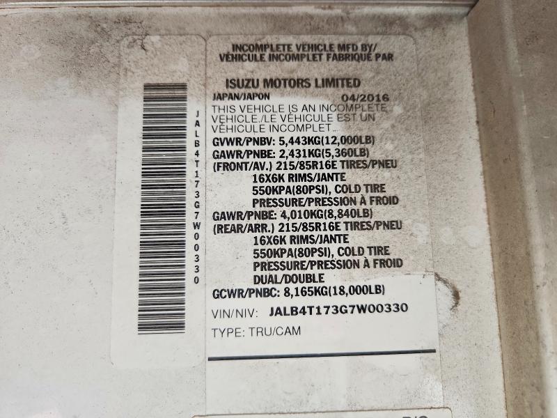 Продаж на аукціоні авто 2016 Isuzu Npr, vin: JALB4T173G7W00330, номер лоту: 45600526
