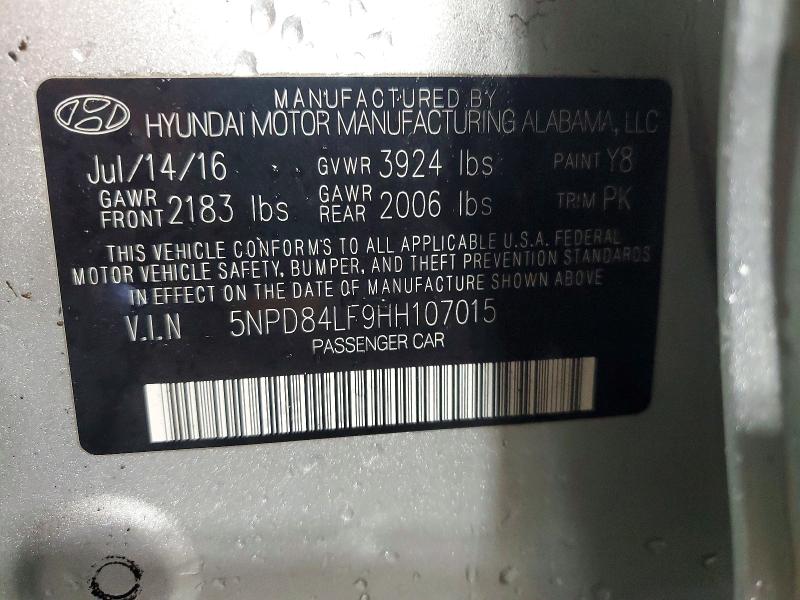 2017 Hyundai Elantra მანქანა იყიდება აუქციონზე, vin: 5NPD84LF9HH107015, აუქციონის ნომერი: 50322286