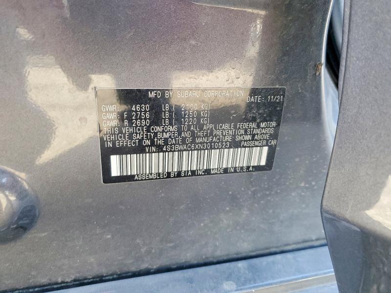 Продаж на аукціоні авто 2022 Subaru Legacy, vin: 4S3BWAC6XN3010523, номер лоту: 49643646