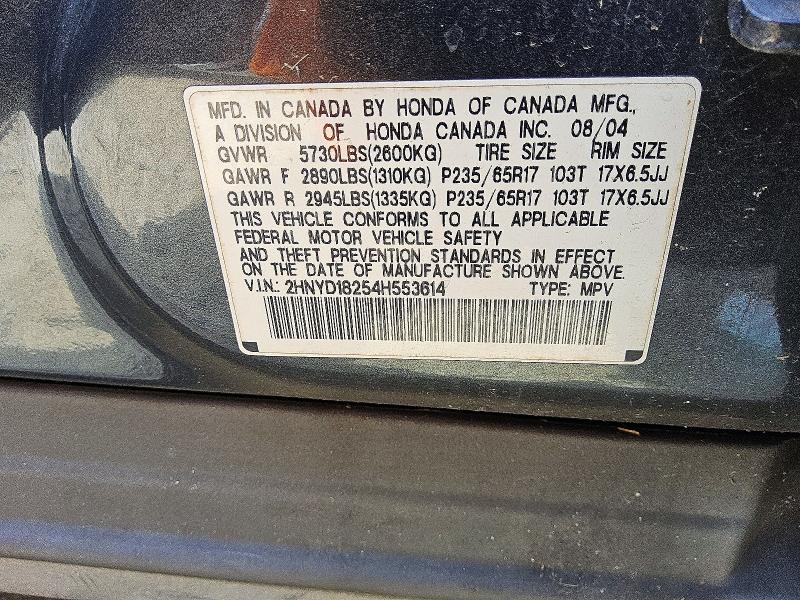48851966 :رقم المزاد ، 2HNYD18254H553614 vin ، 2004 Acura Mdx مزاد بيع
