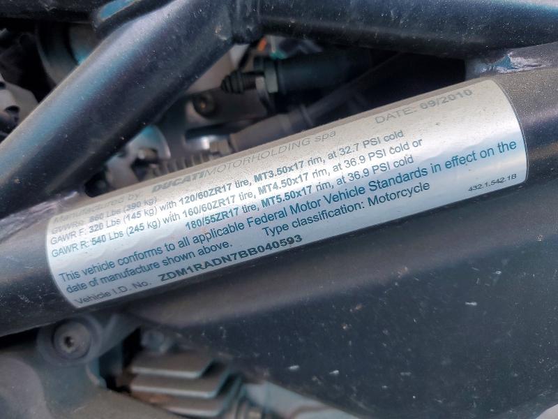 Aukcja sprzedaży 2011 Ducati Monster, vin: ZDM1RADN7BB040593, numer aukcji: 48428006
