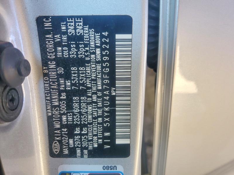 50781886 :رقم المزاد ، 5XYKU4A79FG595224 vin ، 2015 Kia Sorento مزاد بيع