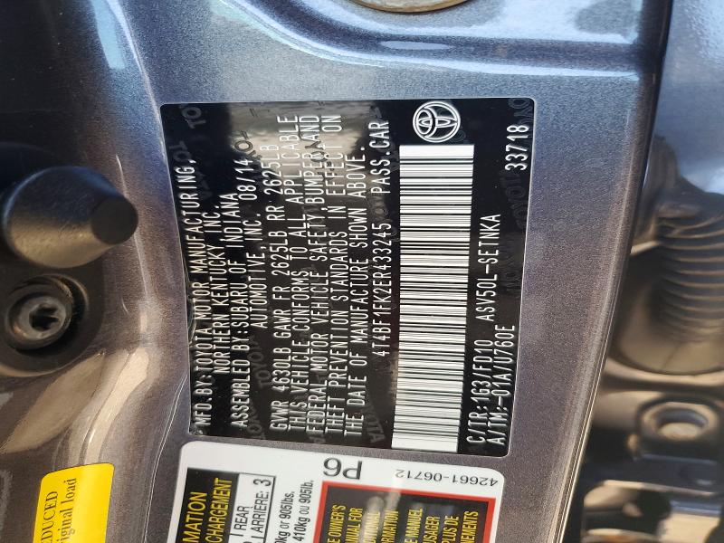 49051256 :رقم المزاد ، 4T4BF1FK2ER433245 vin ، 2014 Toyota Camry مزاد بيع