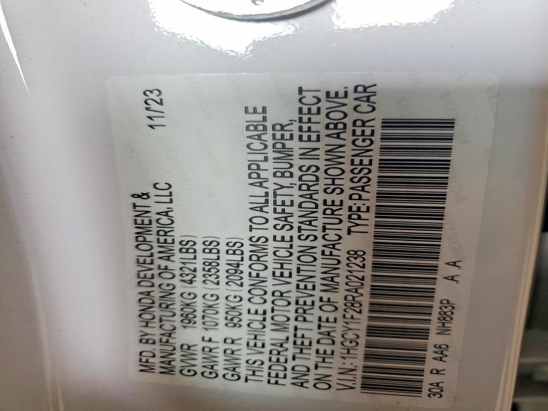 Продаж на аукціоні авто 2024 Honda Accord, vin: 1HGCY1F28RA021238, номер лоту: 50314596
