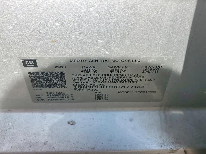 49729156 :رقم المزاد ، 1GNSCHKC1KR177183 vin ، 2019 Chevrolet Suburban مزاد بيع