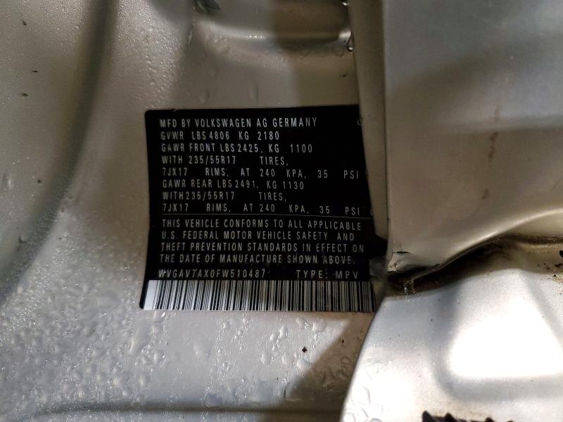 Aukcja sprzedaży 2015 Volkswagen Tiguan, vin: WVGAV7AX0FW510487, numer aukcji: 49844526
