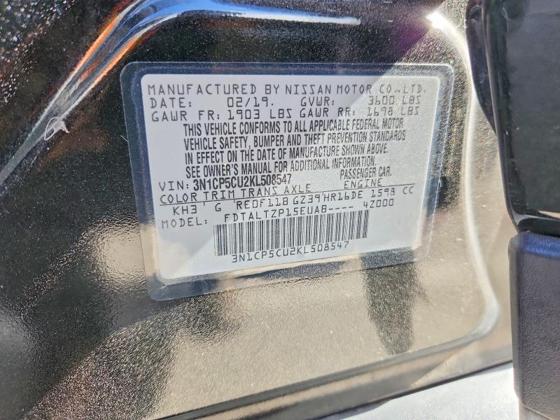 46780116 :رقم المزاد ، 3N1CP5CU2KL508547 vin ، 2019 Nissan Kicks مزاد بيع