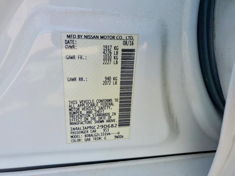 Aukcja sprzedaży 2016 Nissan Altima, vin: 1N4AL3AP9GC290682, numer aukcji: 51060006