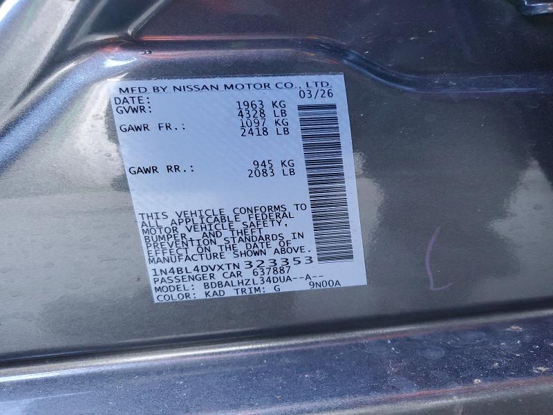 2026 Nissan Altima მანქანა იყიდება აუქციონზე, vin: 1N4BL4DVXTN323353, აუქციონის ნომერი: 50319846